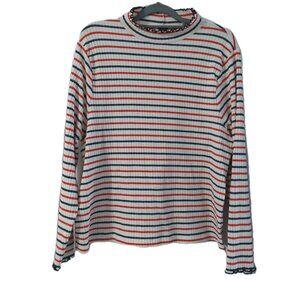 J Crew Womens Sweater Size 3X White Red And Blue Striped